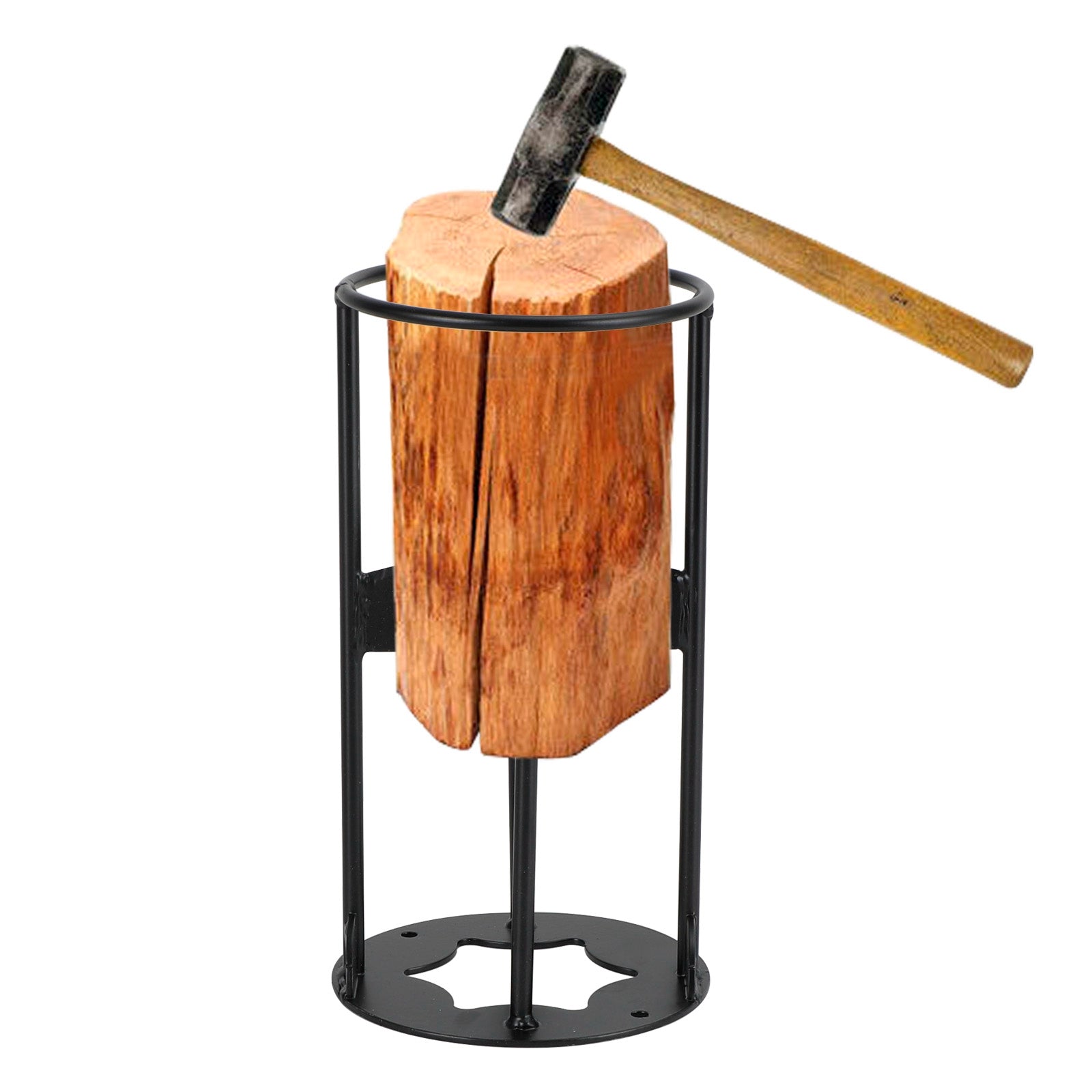 4-Way Kindling Cracker & Firewood Splitter, Heavy-Duty Cast Iron Cross Blade Log Splitter for Wood Stove & Fire Pit