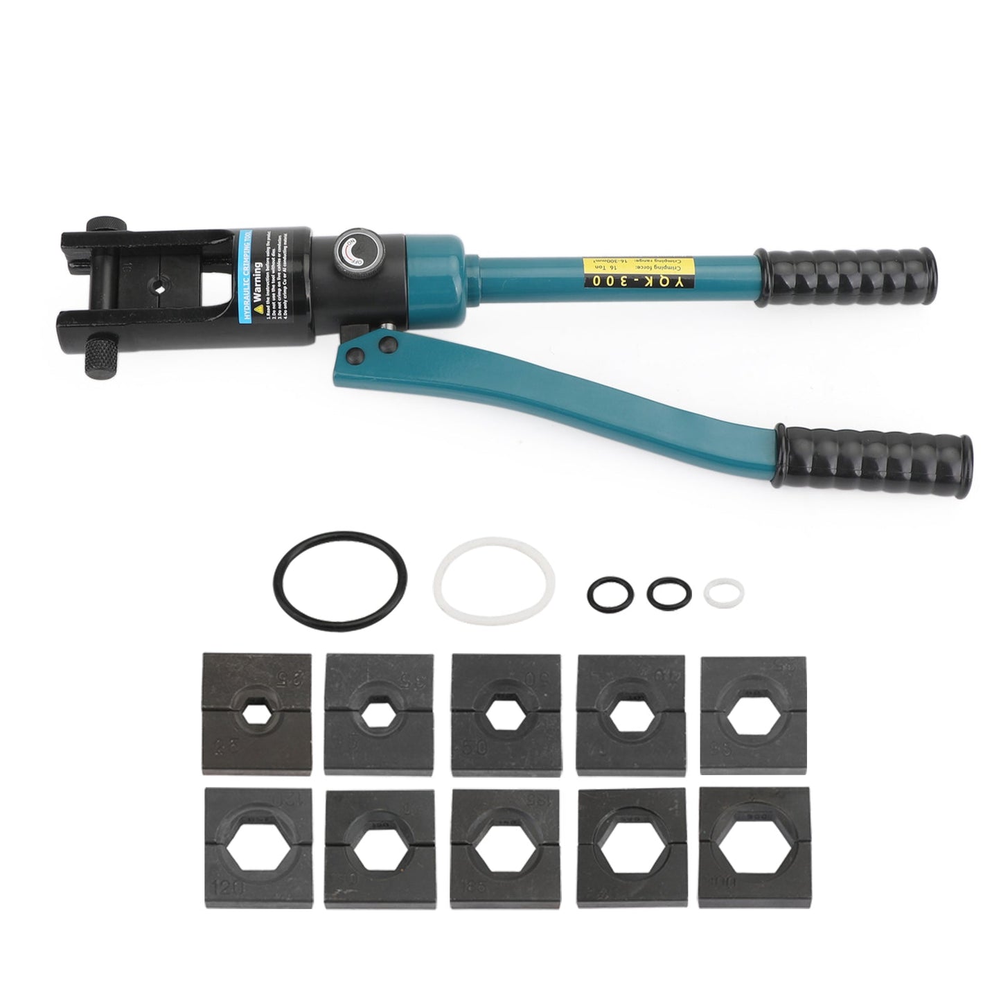 16 Ton Hydraulic Cable Lug Crimper Tool with Improved Black Dies – Battery Wire Terminal Crimping Kit