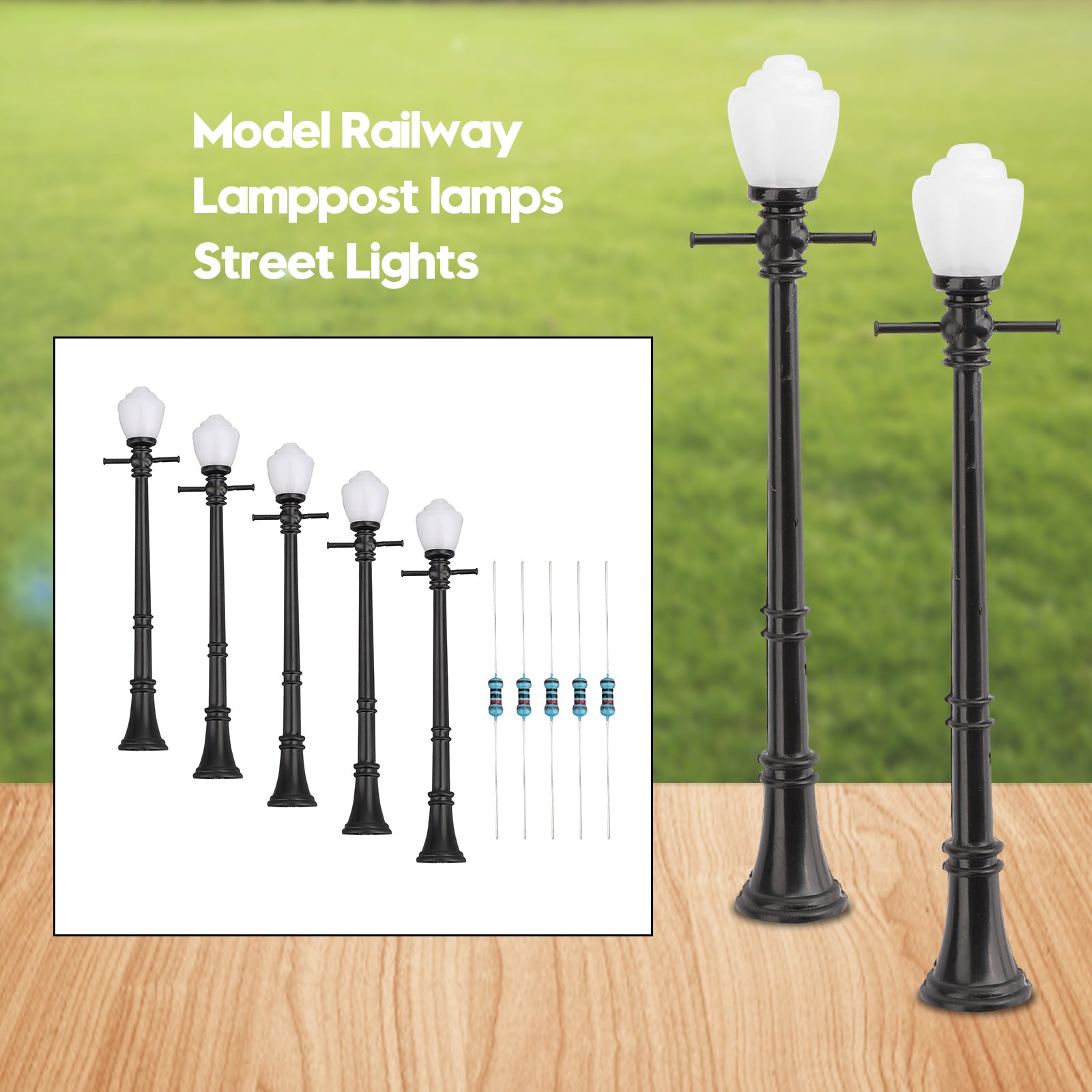 5pcs LCX04 Model Railway Lamppost lamps Street Lights O Scale LEDs