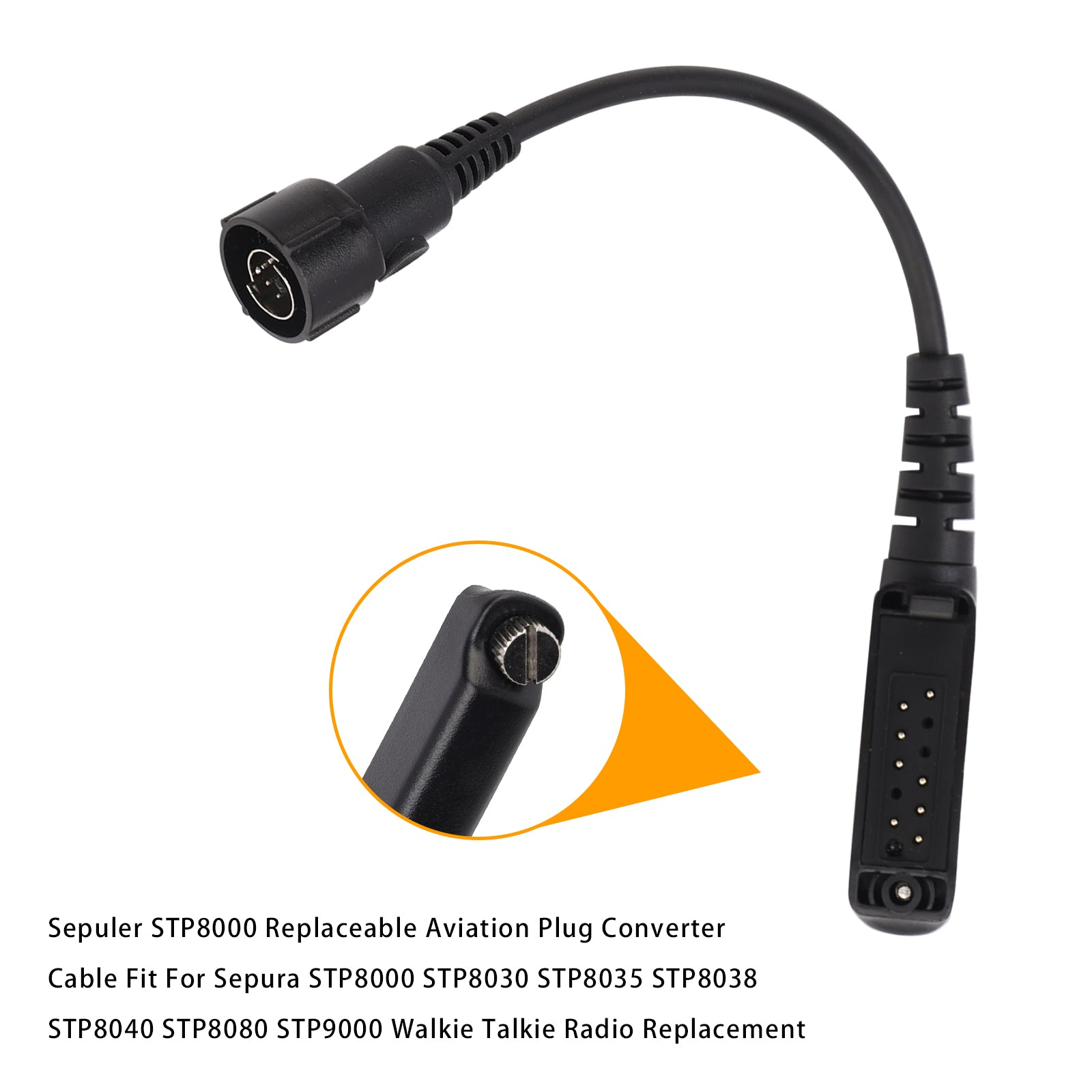 Replaceable Aviation Plug Converter Cable for Sepura STP8038 STP8040 STP8080