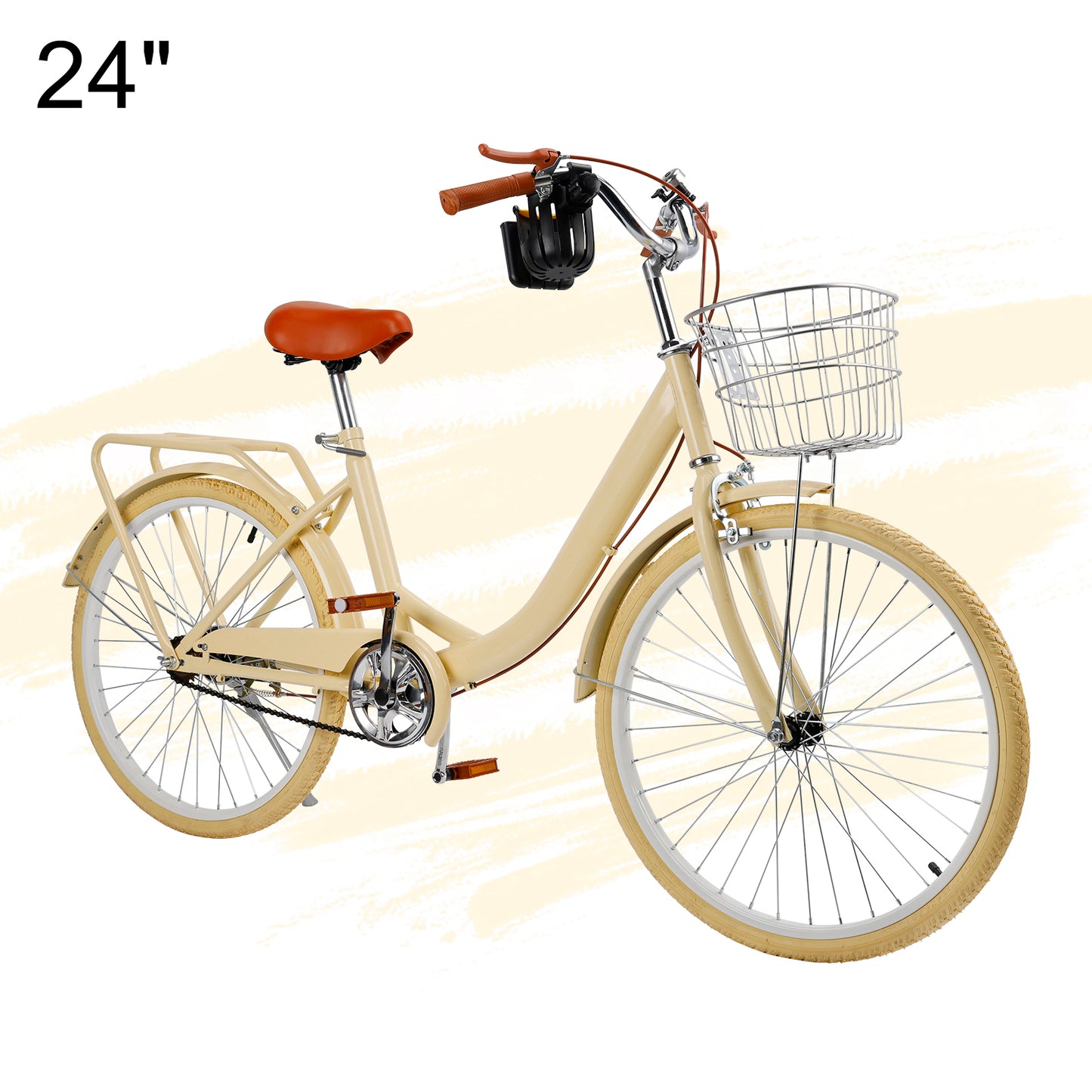 24/26 inch Women City Bicycle Beach Cruiser Bike with Basket & Rack