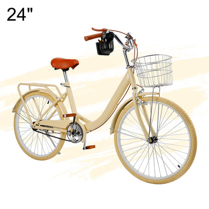 24/26 inch Women City Bicycle Beach Cruiser Bike with Basket & Rack