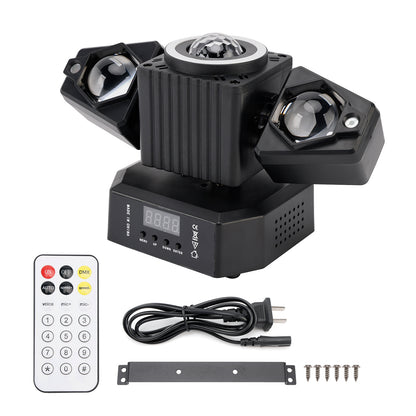 4-in-1 LED Moving Head DJ Light with Laser, Strobe, RGBW Beam & Magic Ball Effects, DMX Stage Lighting for Parties
