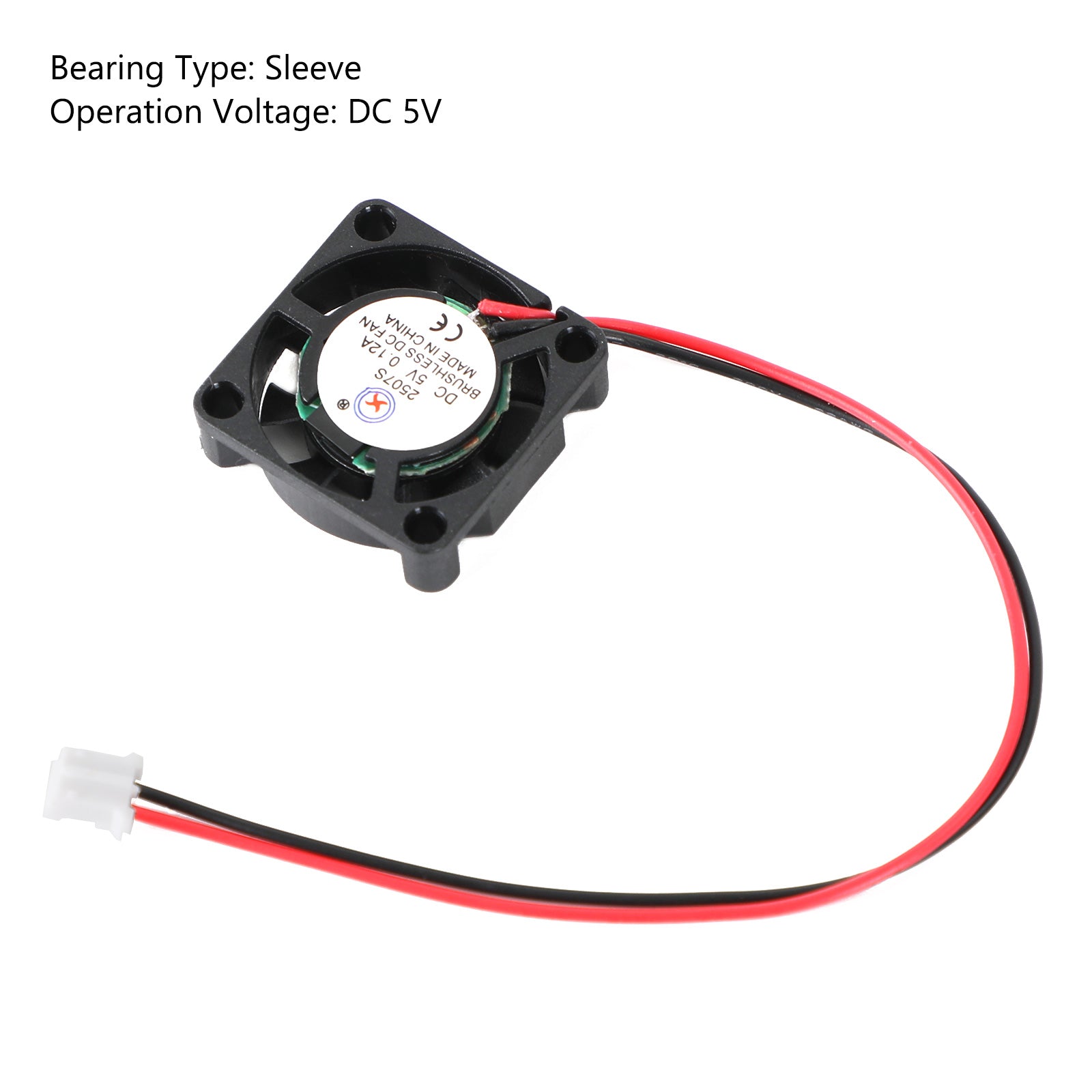 2 Pin Wire 1Pc Brushless DC Cooling Blower Fan 5V 0.12A 2507S 25x25x7mm
