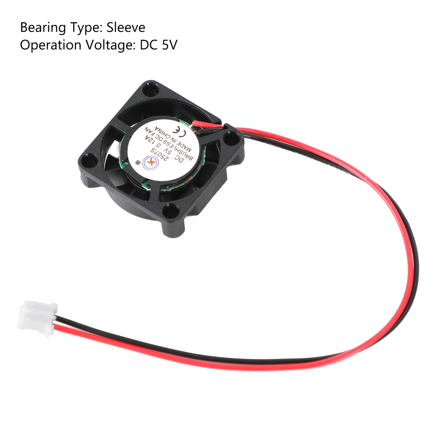 2 Pin Wire 1Pc Brushless DC Cooling Blower Fan 5V 0.12A 2507S 25x25x7mm