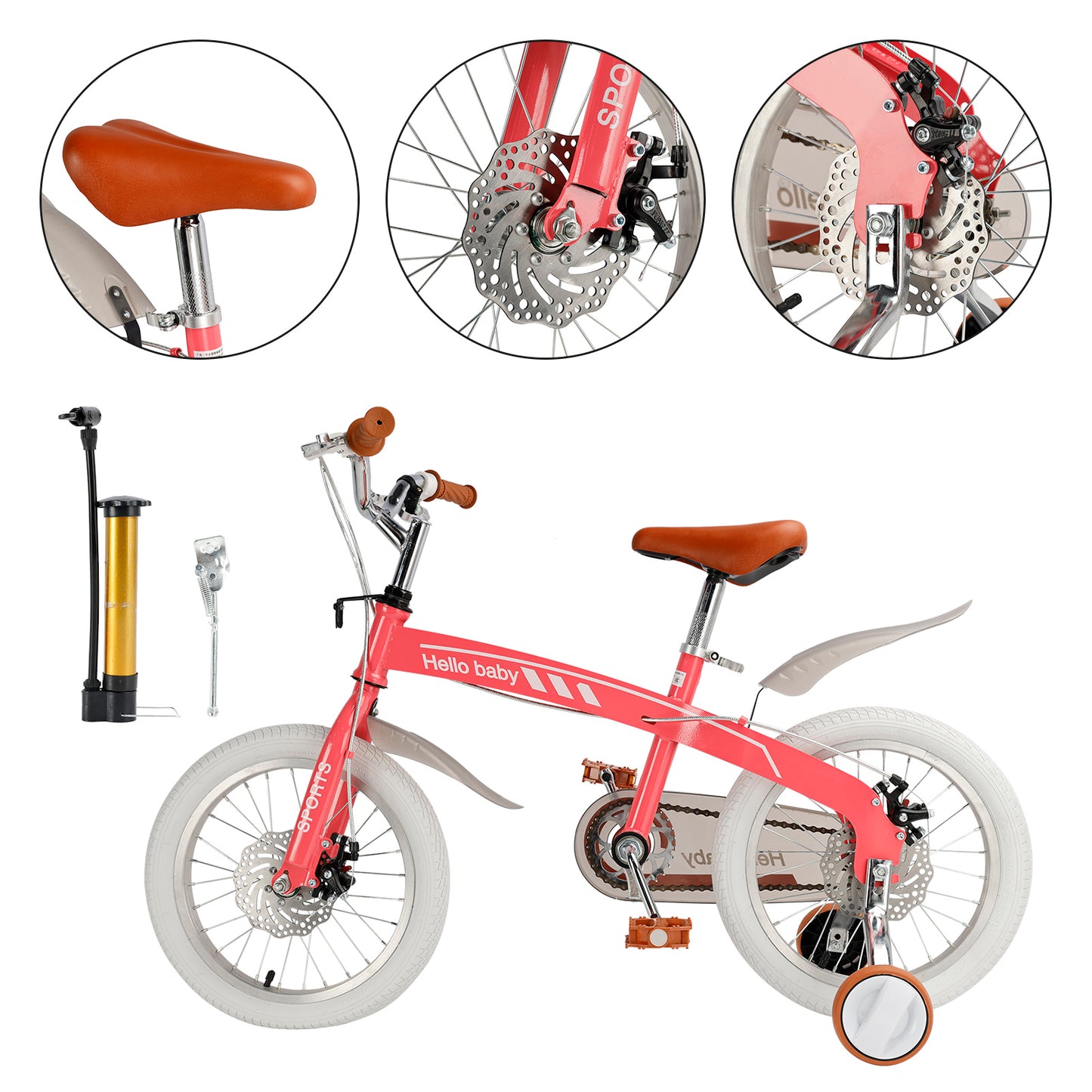 16 inches double disc brakes kid's bike children bicycle with LED headlight (Copy)