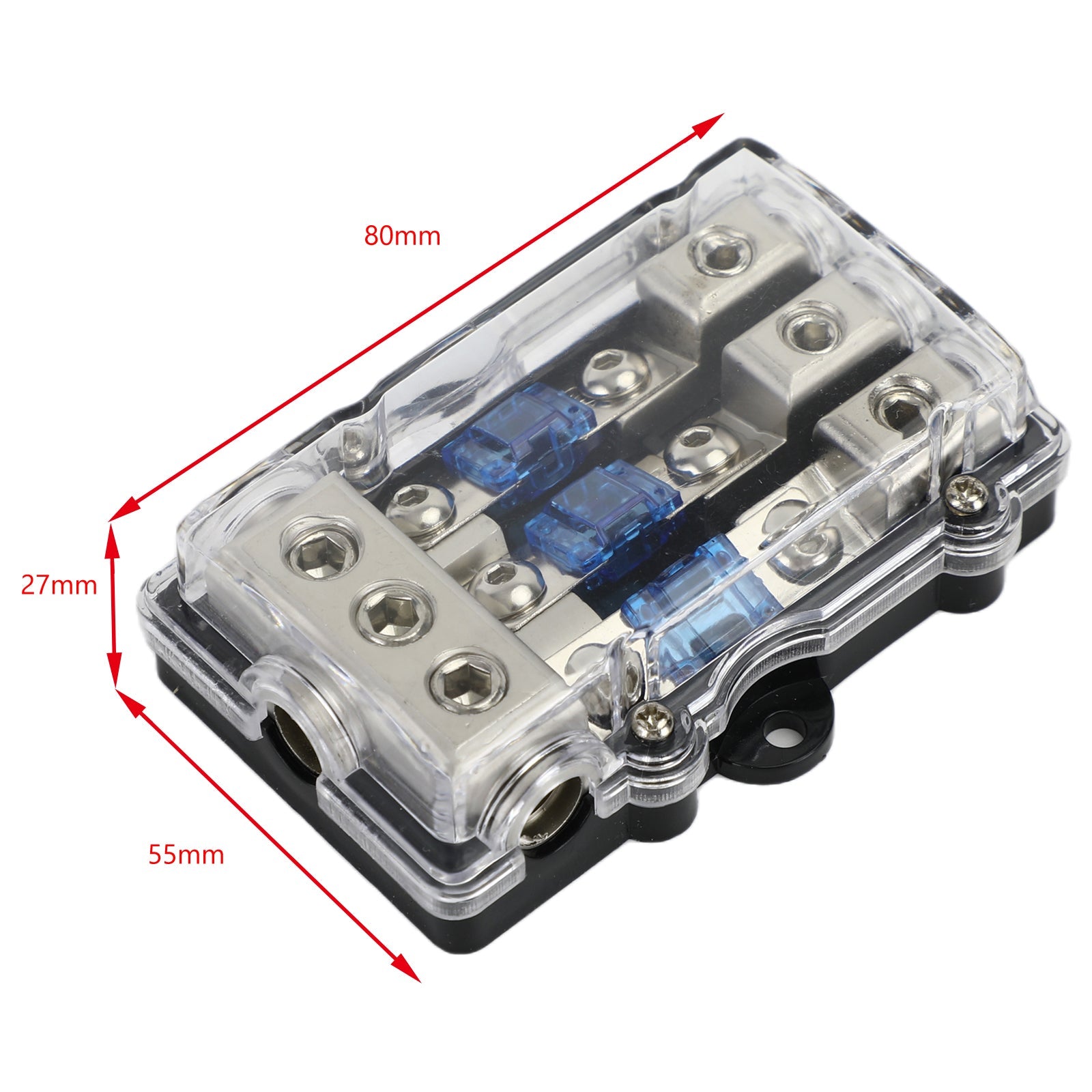 3-Way Mini ANL Blade Fuse Holder – 60A Car Audio Power Distribution Block for Stereo System