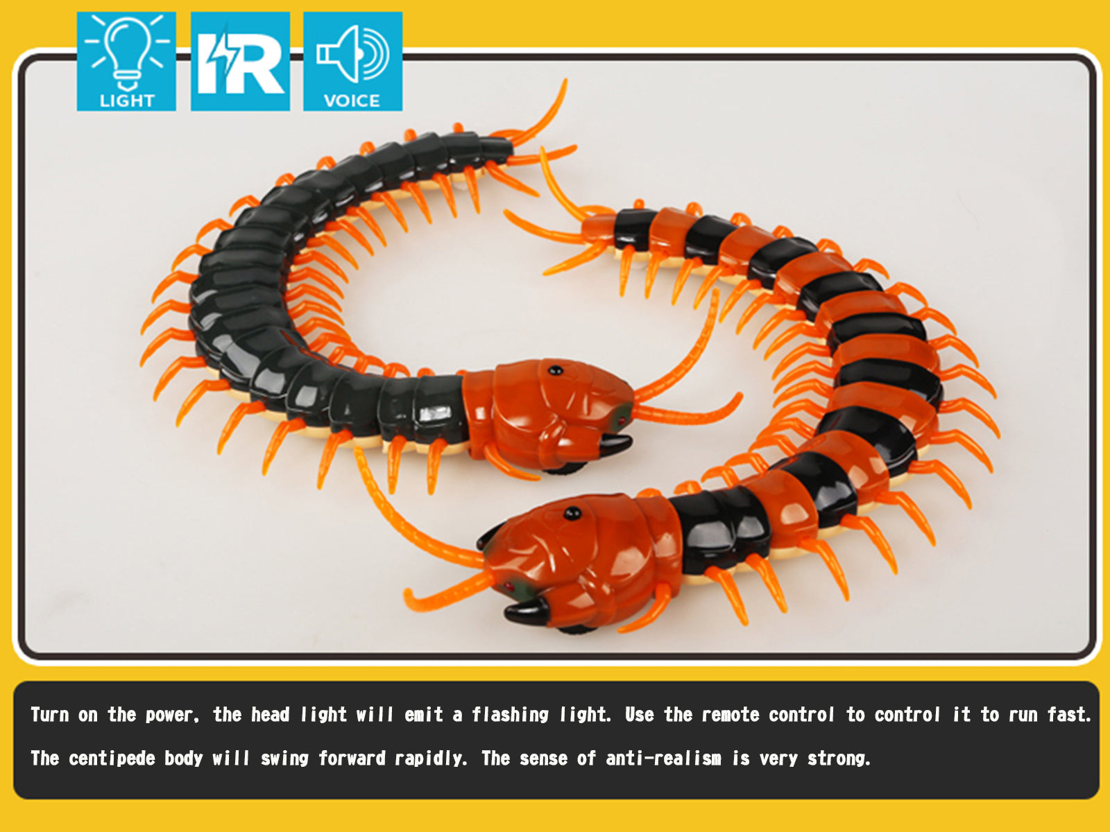 Remote Control Centipede Infrared Animal Electric Toy Kid Christmas Gift BLK US