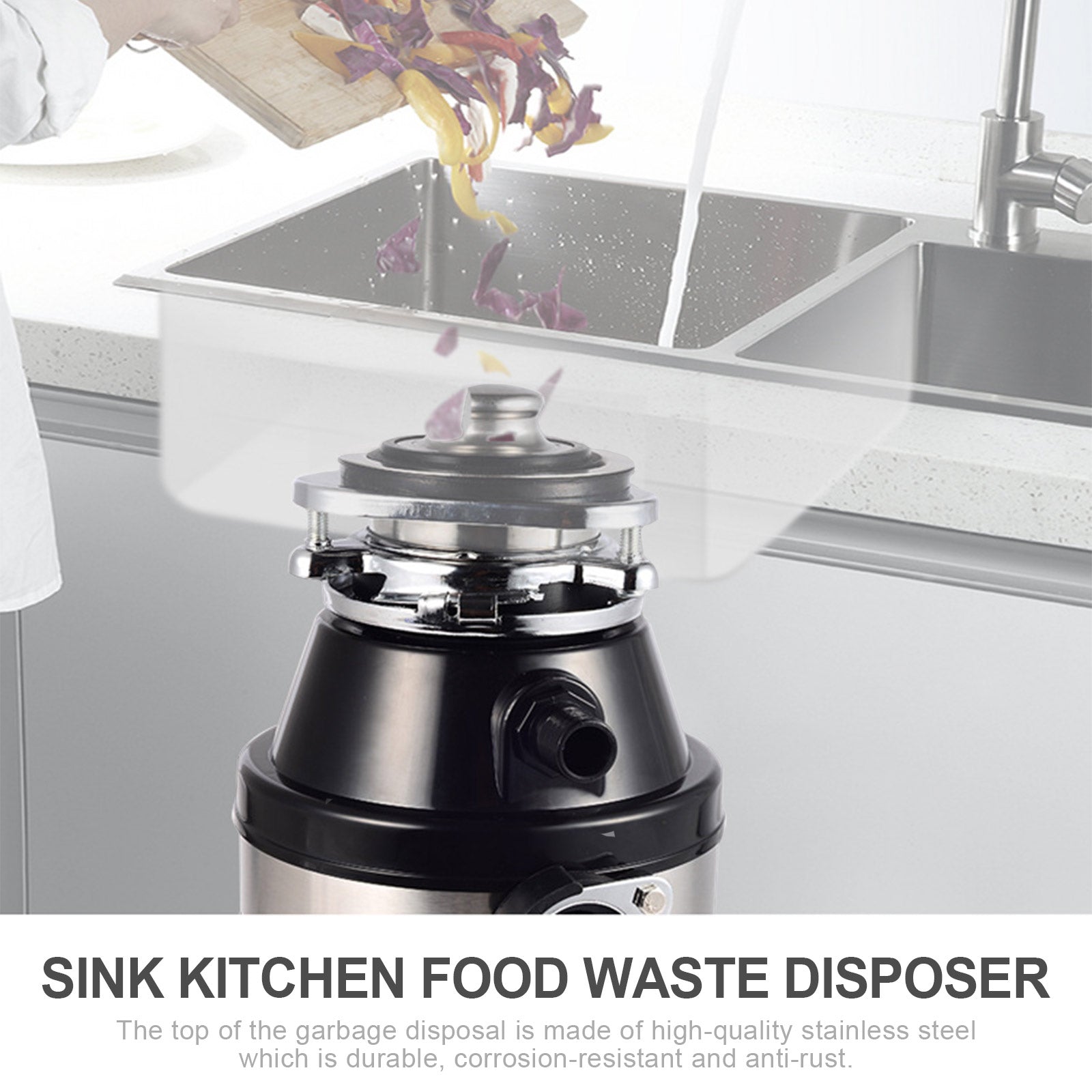 3/4 HP Continuous Feed Garbage Disposal, 2800 RPM DC Motor with Wireless Switch for Kitchen Sink Waste