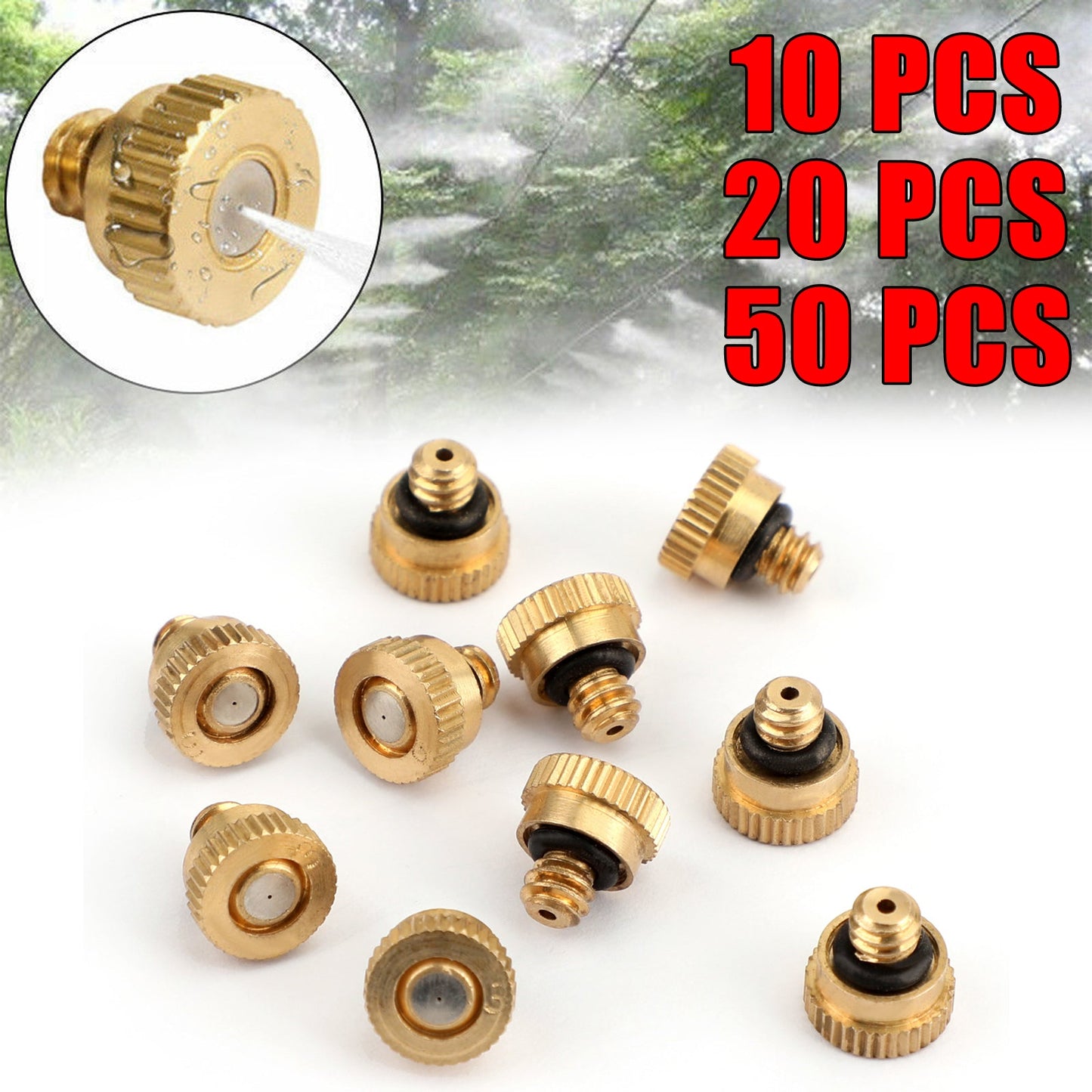 10-50pcs Brass Misting Nozzles Water Mister Sprinkle For Cooling System 0.016