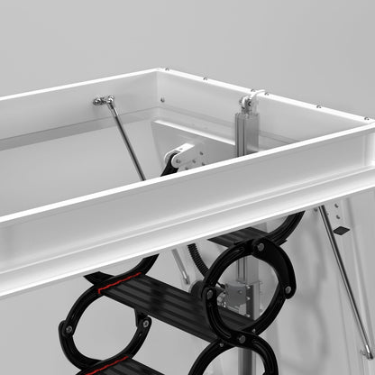 Electric Folding Attic Ladder, 11-Step for up to 9.5ft Ceilings, Fits 43.31" x 31.5" Opening, 660 lbs Capacity (Black/Red)