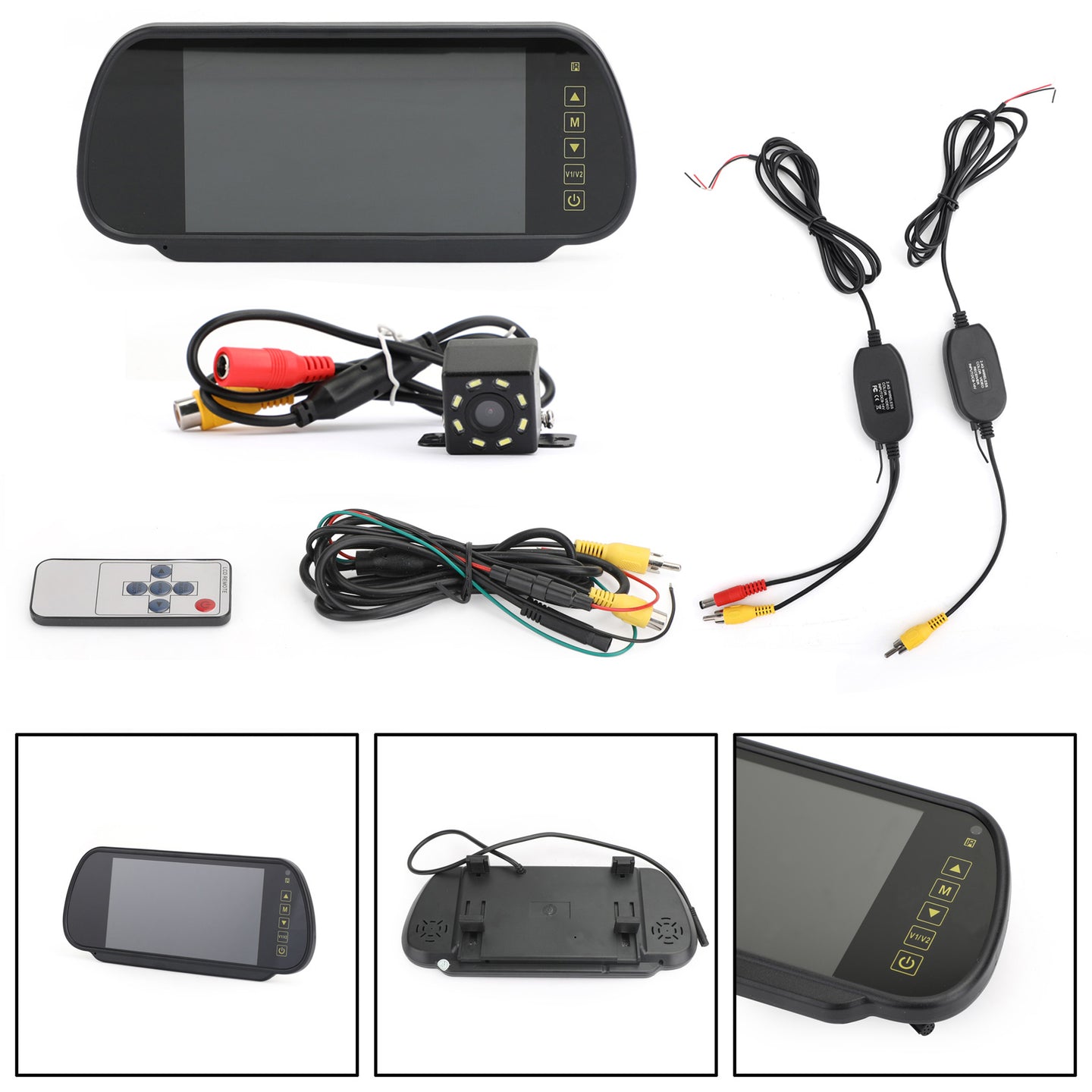 7" LCD Monitor Wireless Car Rear View Kit + 8 LED Rear View Camera