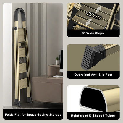 330lb Portable 4-Step Folding Ladder – Aluminum Step Stool with Anti-Slip Wide Pedals for Home & Office