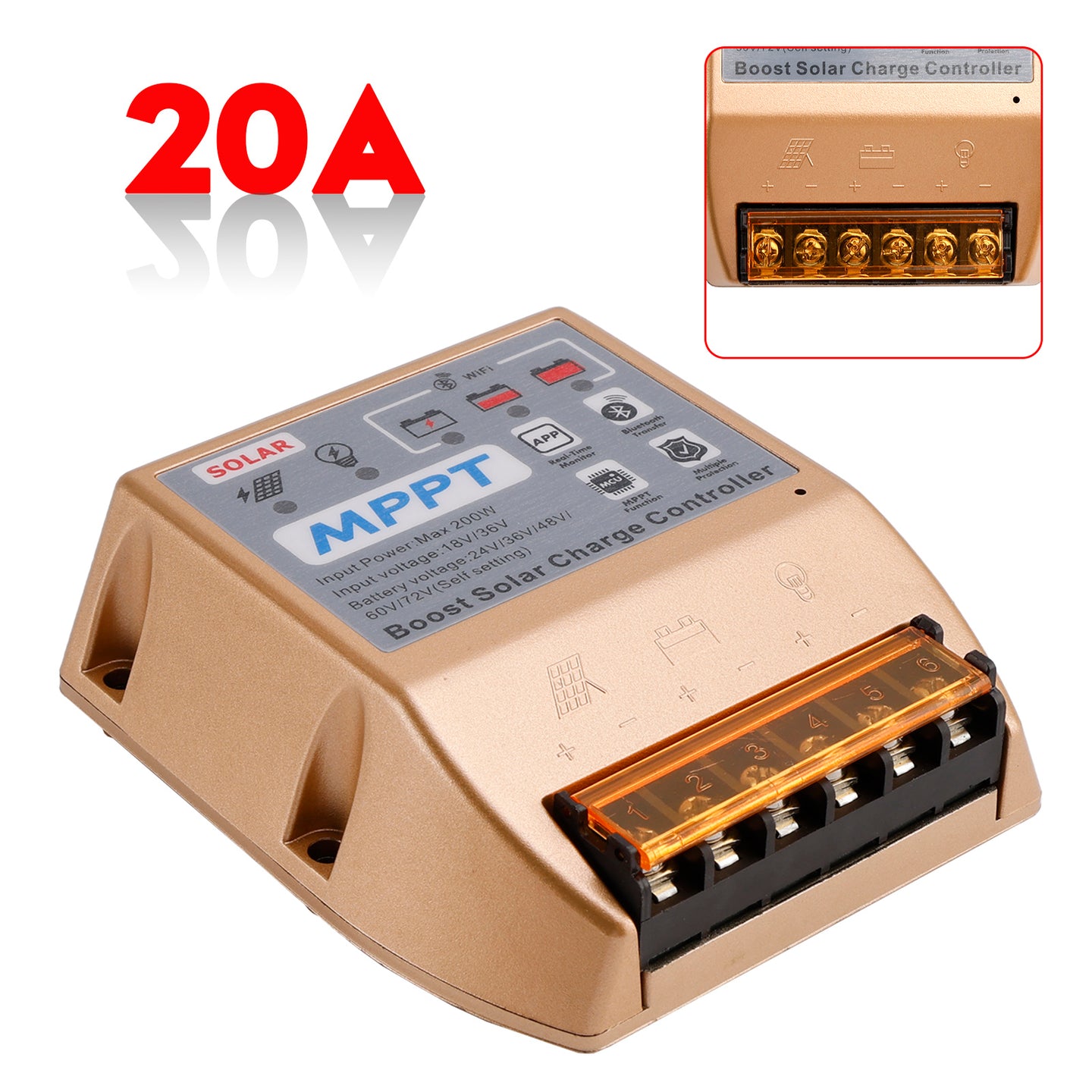 10A/20A/30A Boost MPPT Solar Controller 24-72V Solar Electric Vehicle Charging