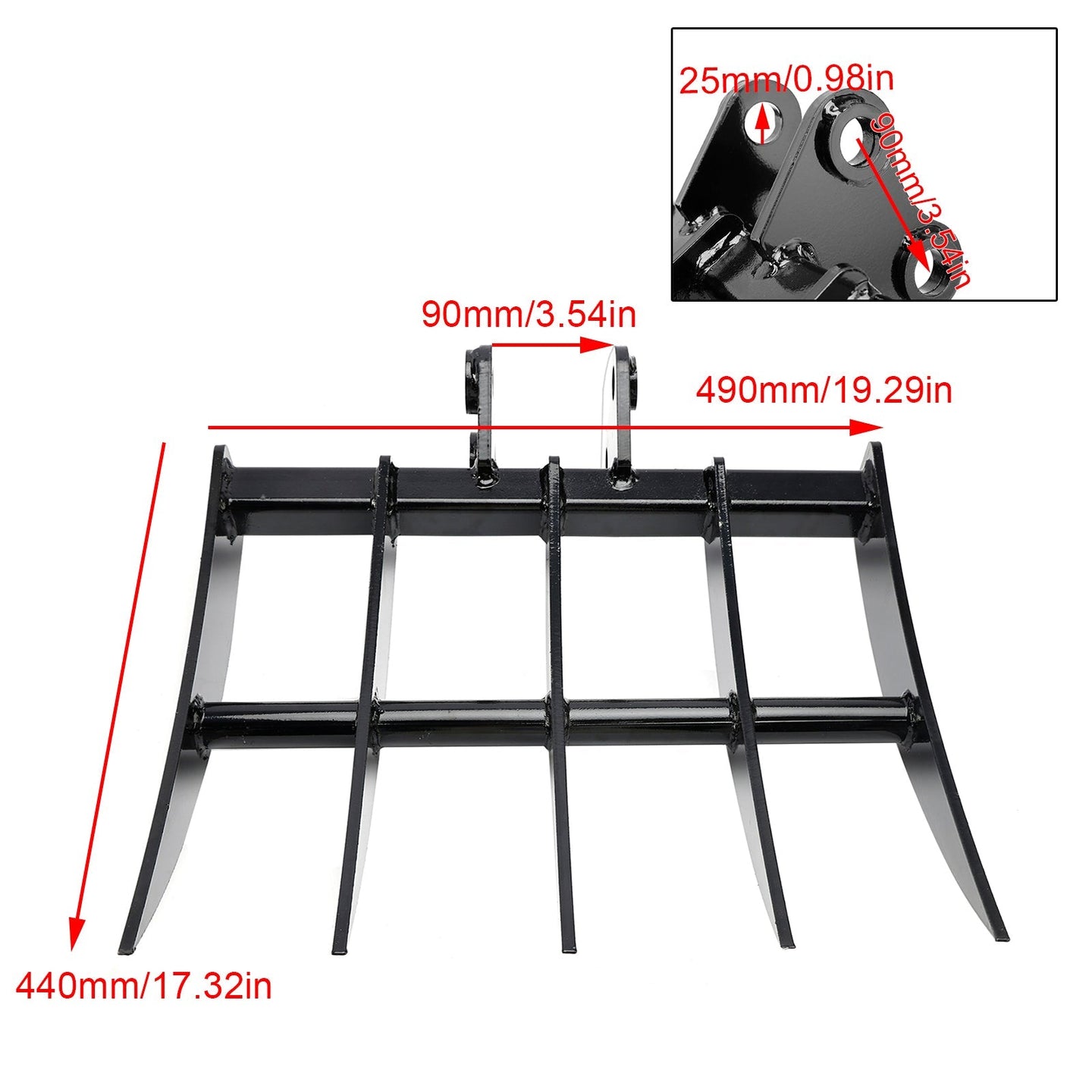Alloy Steel Rake Attachment for Mini Excavators – Small Digger Excavator Tool