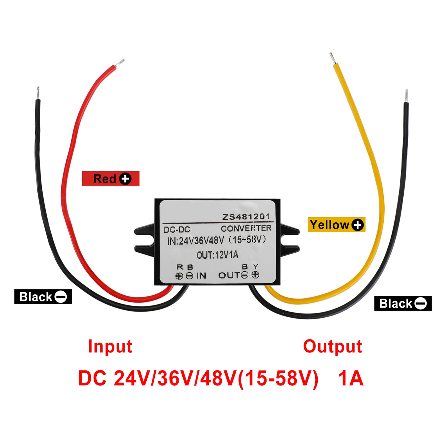 Waterproof Buck Step Down Converter DC24V 36V 48V to DC12V 1A Car Power Module