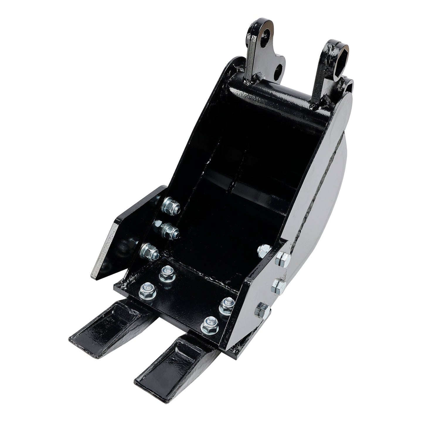 8" (200mm) Mini Excavator Trenching Bucket, 2-Tooth, Fits 25mm Pins, 90mm Pin Centers, 90mm Span