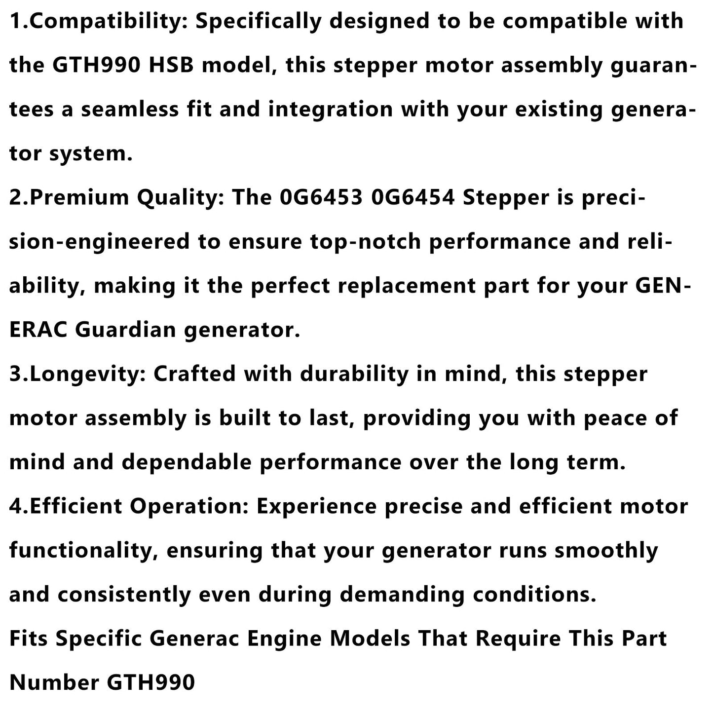 0G6453 0G6454 Stepper Motor Assembly Compatible With GENERAC Guardian