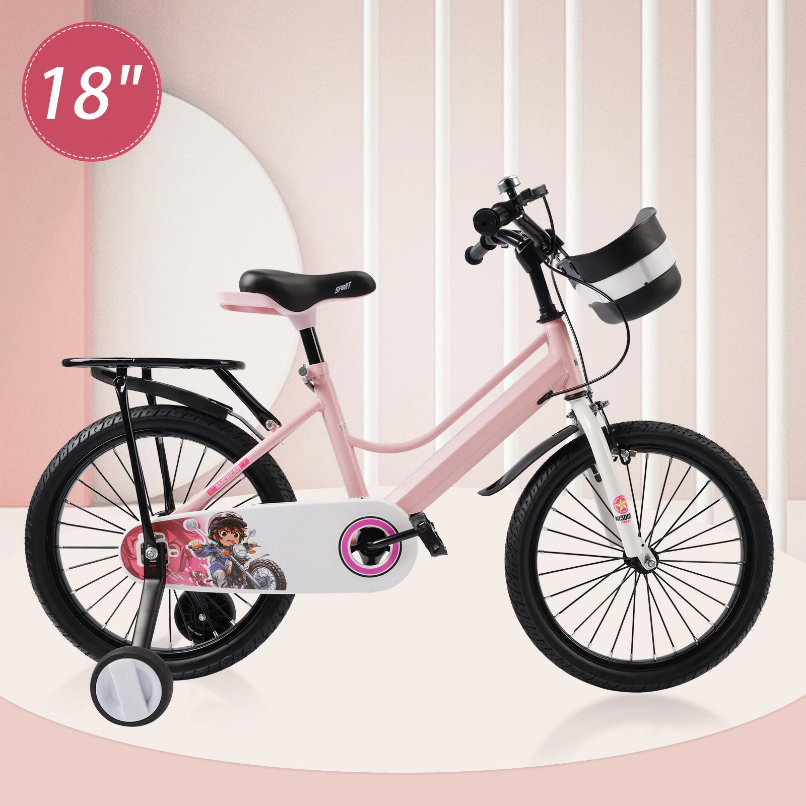 16" Kids Bike for Boys and Girls with auxiliary wheels & Rack Dark Blue