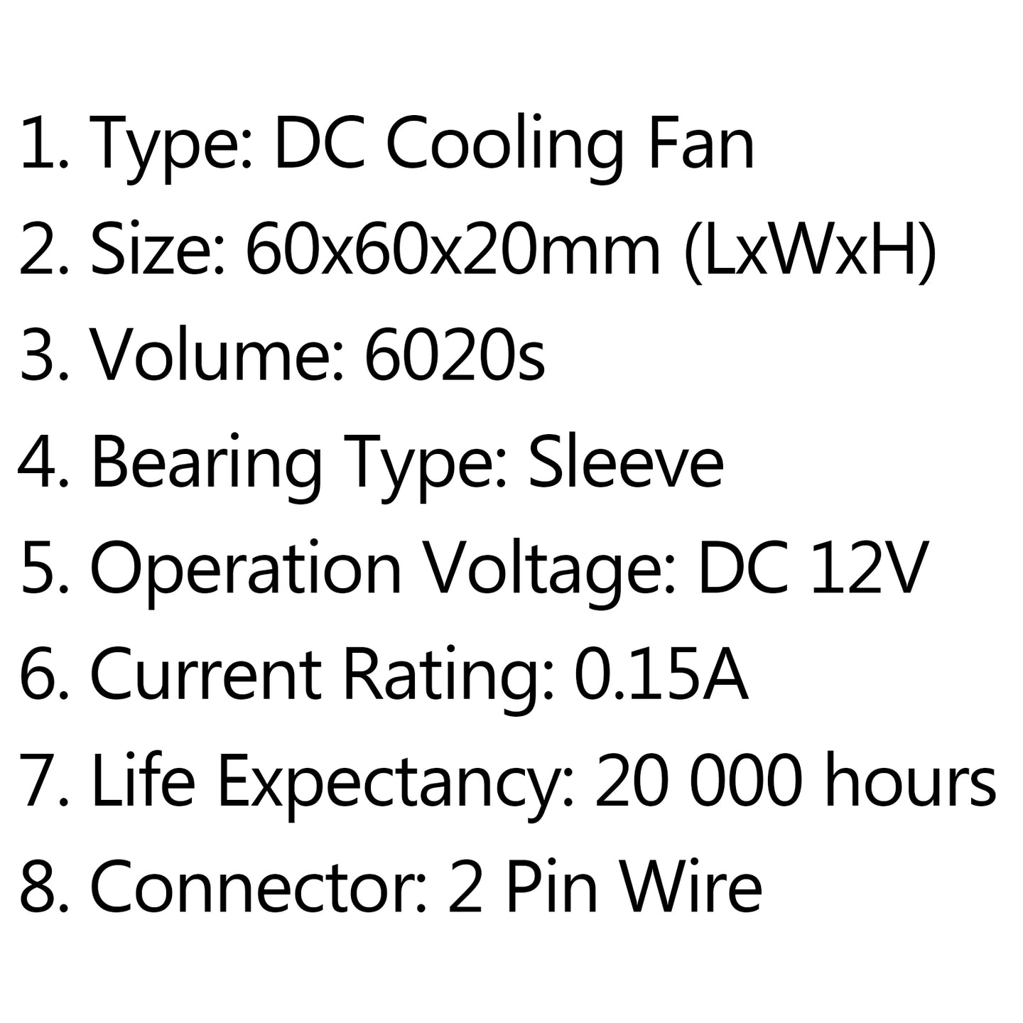4Pcs DC Brushless Cooling PC Computer Fan 12V 6020s 60x60x20mm 0.15A 2 Pin Wire