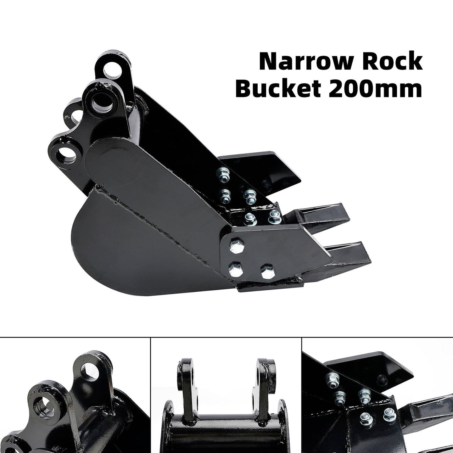 2-Tooth Mini Excavator Trenching Bucket 200mm Narrow Rock Digging Attachment
