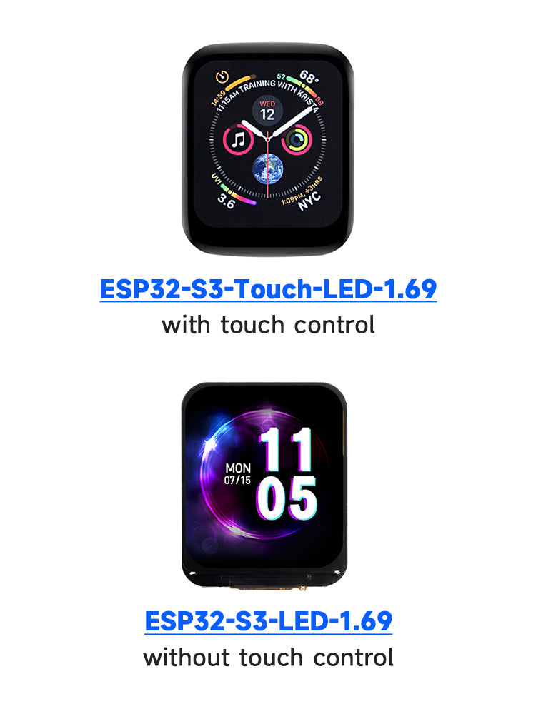 ESP32-S3 1.69inch Touch Screen Development Board 240MHz Processor 262K Color LCD