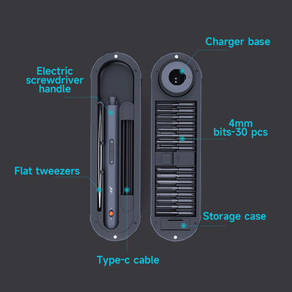 Mini Electric Screwdriver 360?? Shadowless Built-in LED Lights 30 Magnetic Drill Bits