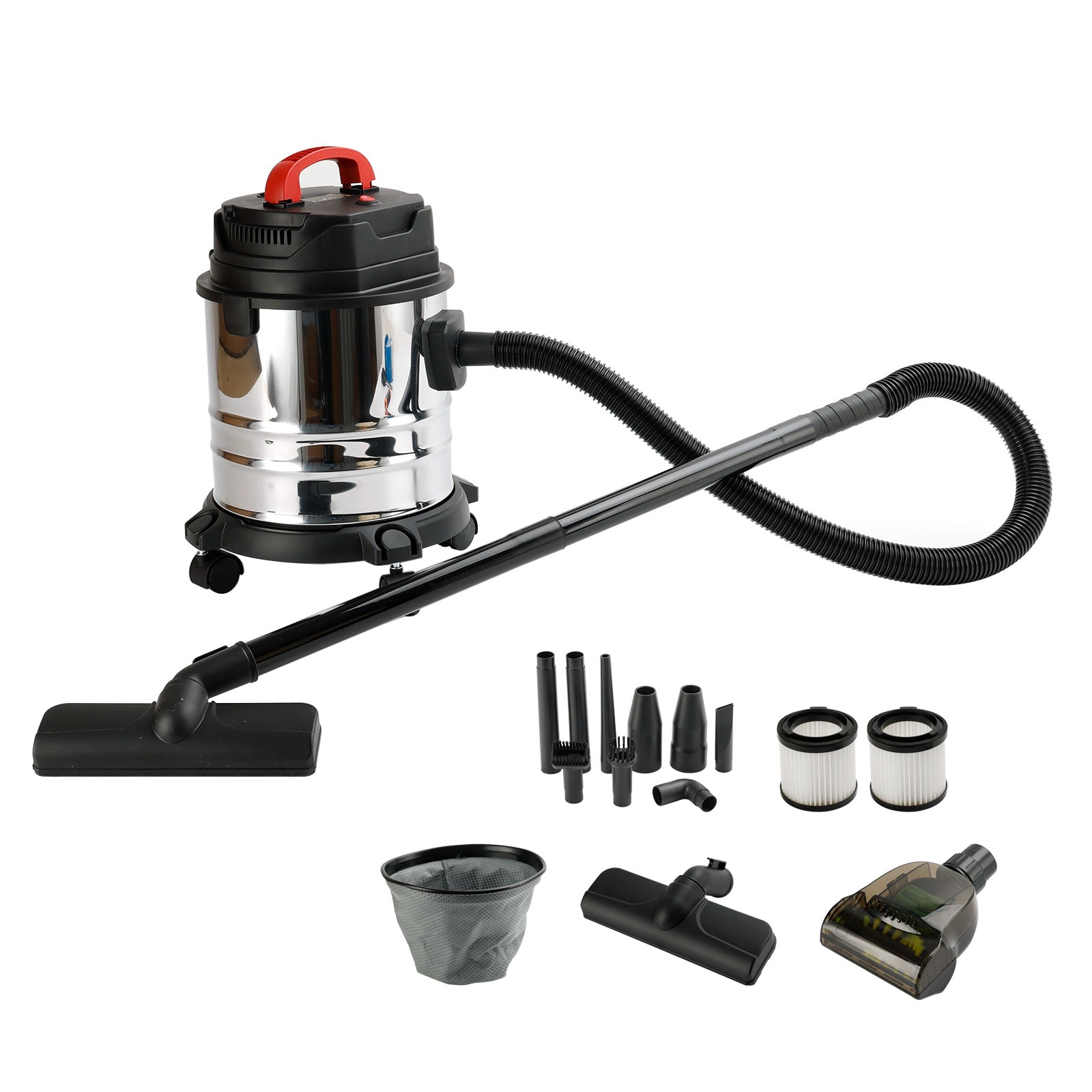5 Gallon Stainless Steel Wet/Dry Shop Vacuum Cleaner 1800W with Powerful Suction & Large Capacity for Home & Commercial Use