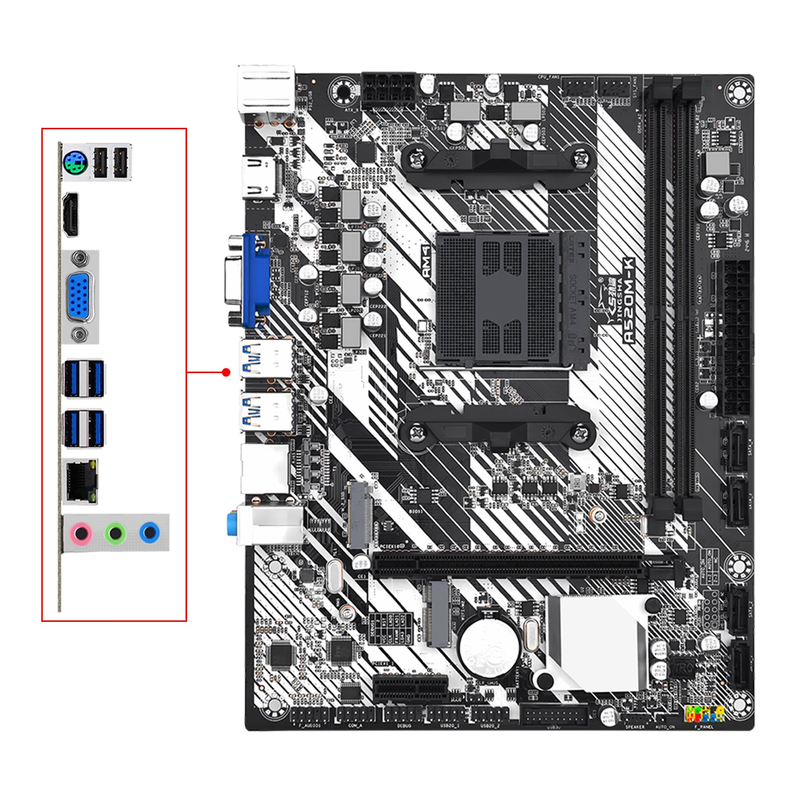A520M-K Computer Motherboard Dual Protocol M.2 Hard Drive Support WIFI Bluetooth