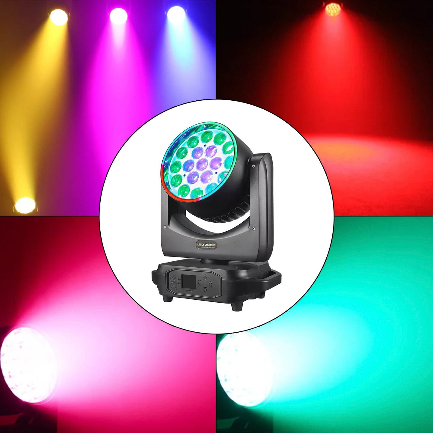 19x20W LED Zoom Moving Head Stage Light – RGBW DMX Beam & Wash Lighting for DJ Disco Party