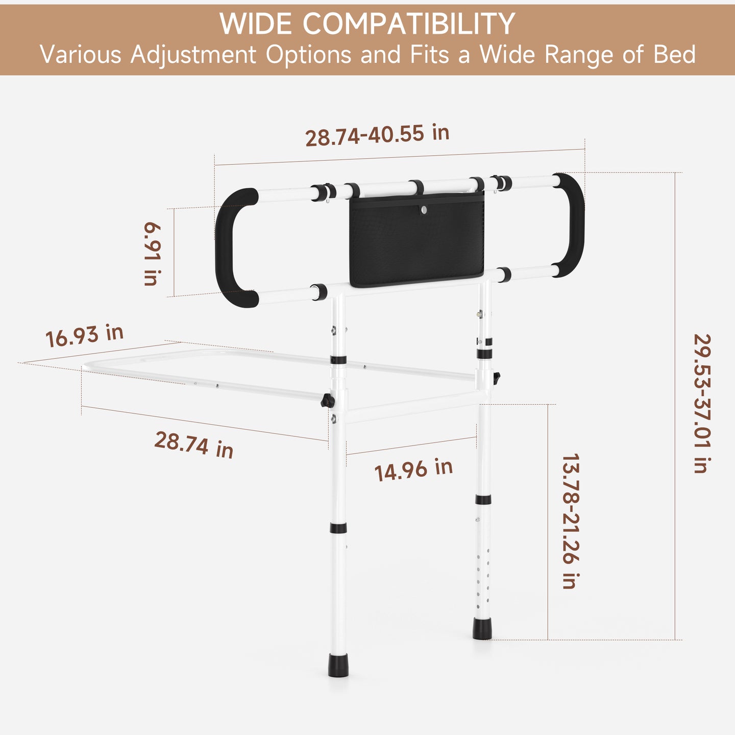 Bed Side Rail Mobility Aid Guard punch-free and foldable bedside handrails for getting up (Copy)
