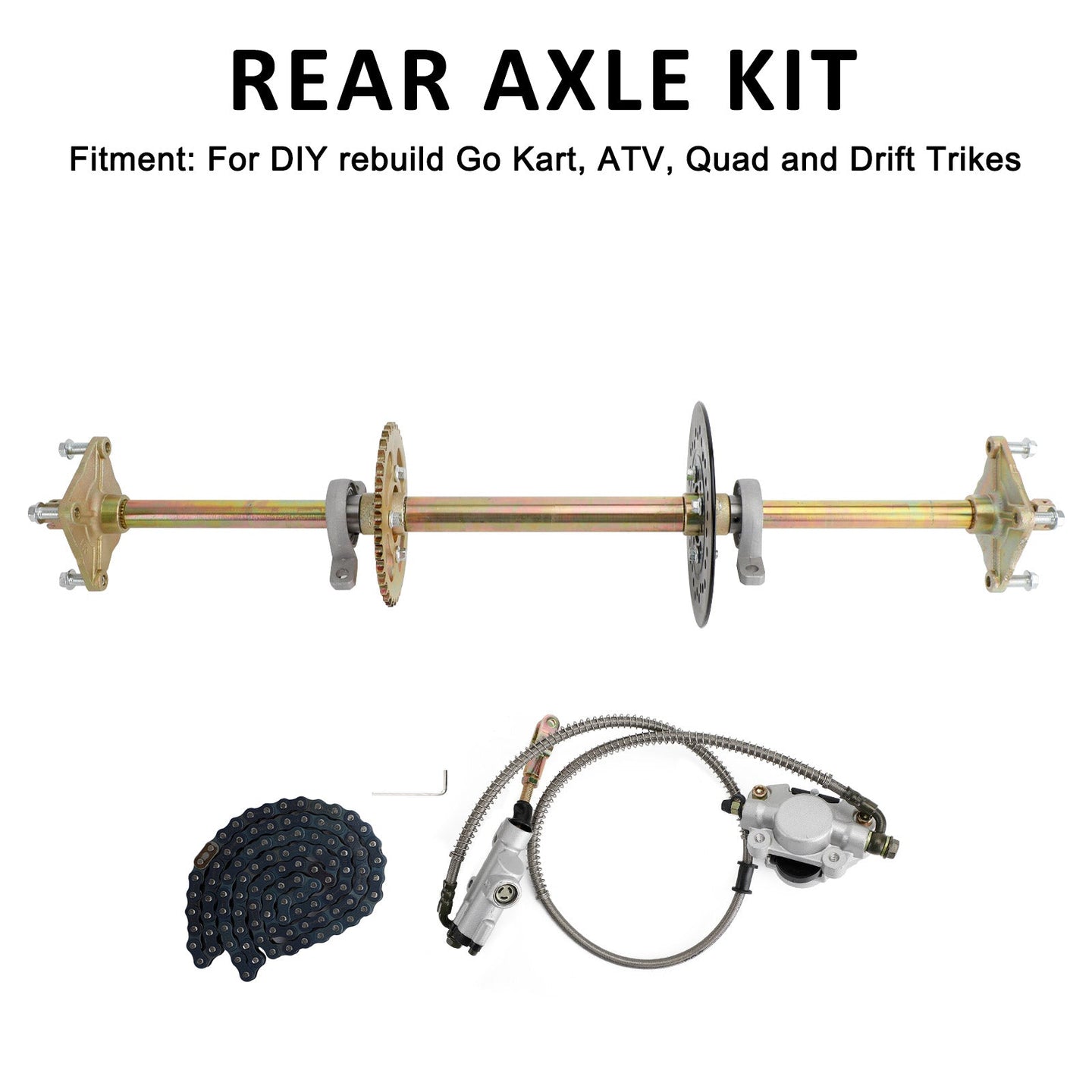 Various ATV Quad Go Kart Rear Live Axle Kit Sprocket Brake Wheel (Copy)