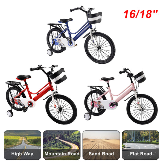 16" Kids Bike for Boys and Girls with auxiliary wheels & Rack Dark Blue