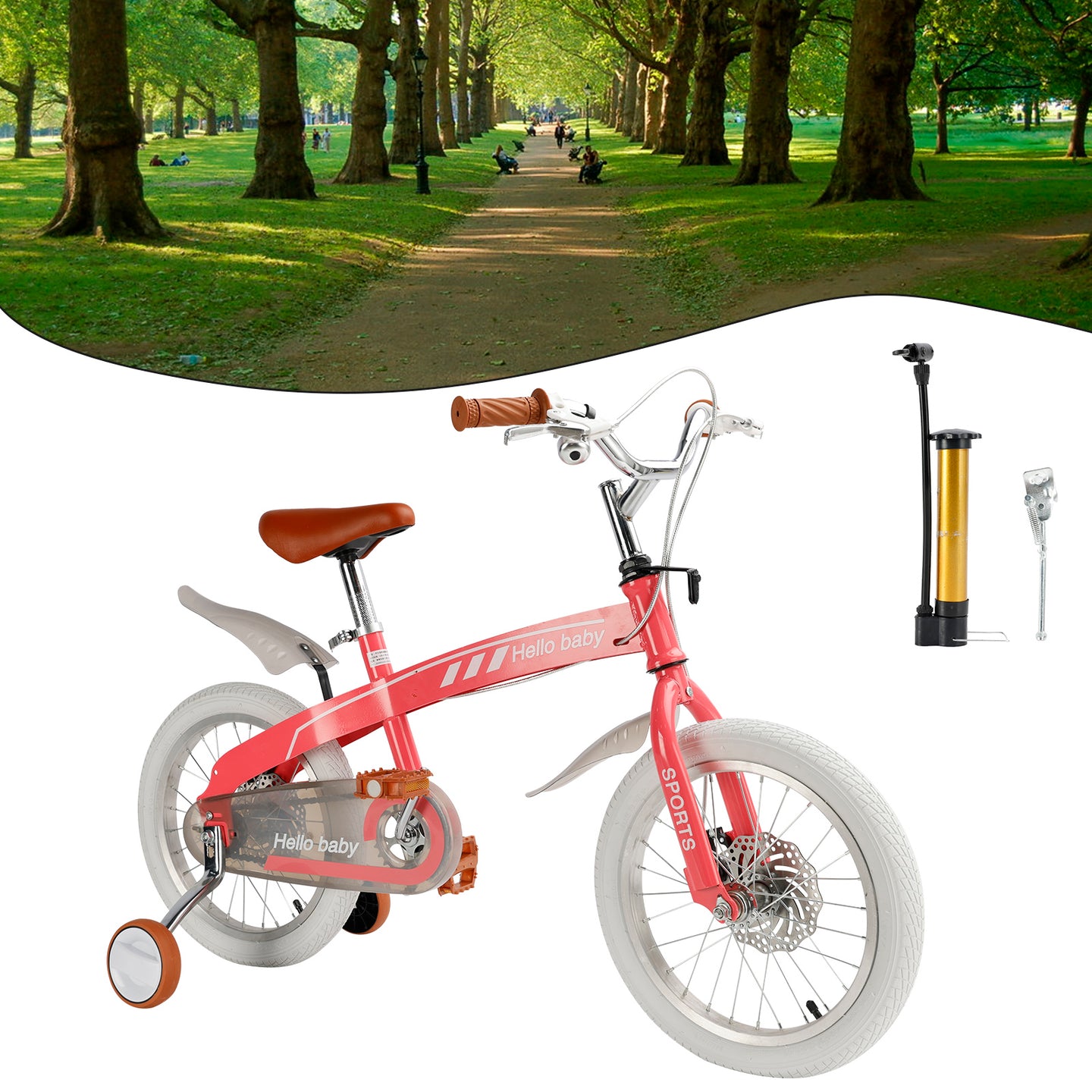 16 inches double disc brakes kid's bike children bicycle with LED headlight (Copy)