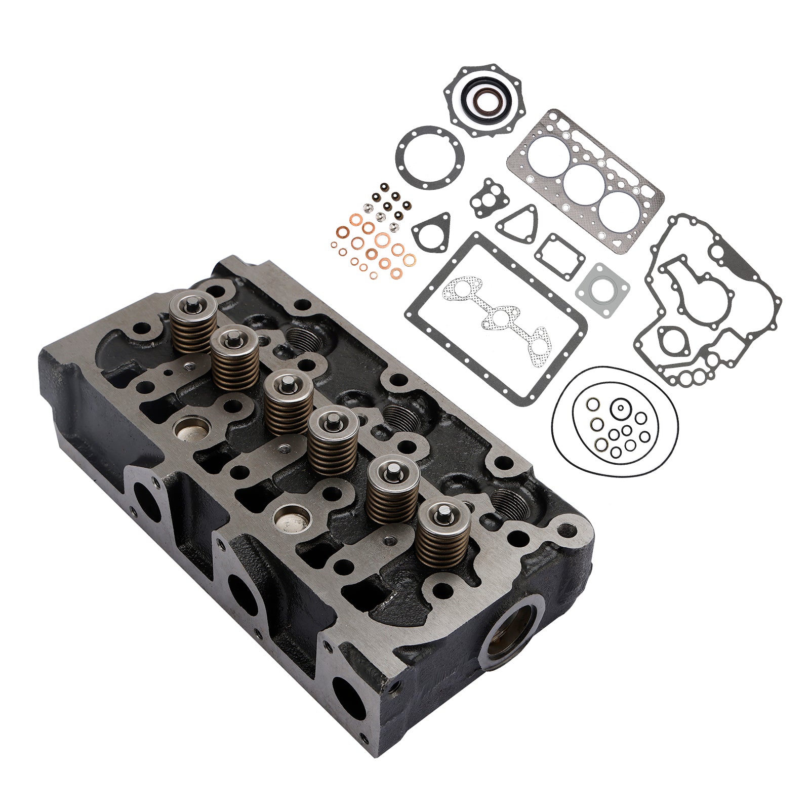 Complete Cylinder Head Kit for Kubota D722 Engine, Includes Full Gasket Set & Valves, Fits K008 Excavator & G1900 Tractor
