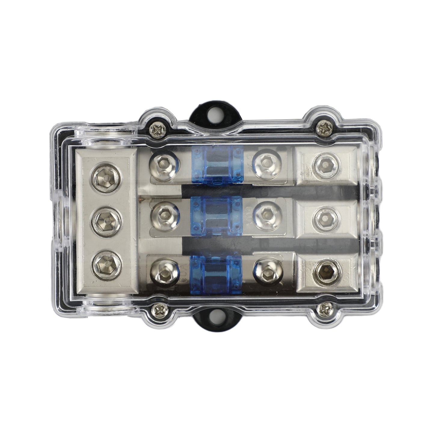3-Way Mini ANL Power Distribution Block with 60A Fuses for Car Audio, Accepts 2/4GA In, 4/8GA Out