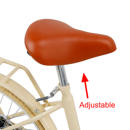 24/26 inch Women City Bicycle Beach Cruiser Bike with Basket & Rack