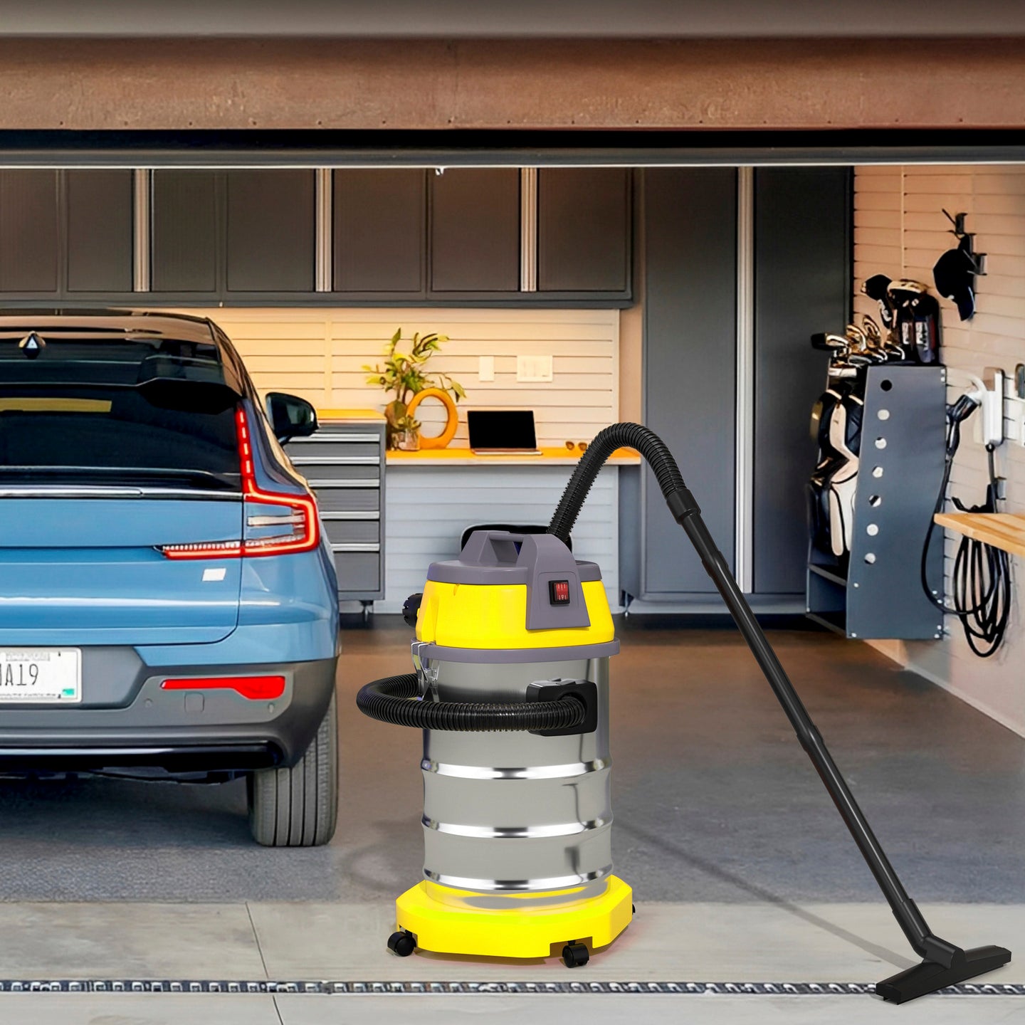 10 Gallon Wet/Dry Shop Vacuum, 8.0 HP Peak Stainless Steel Blower Vac with HEPA Filter for Garage & Workshop