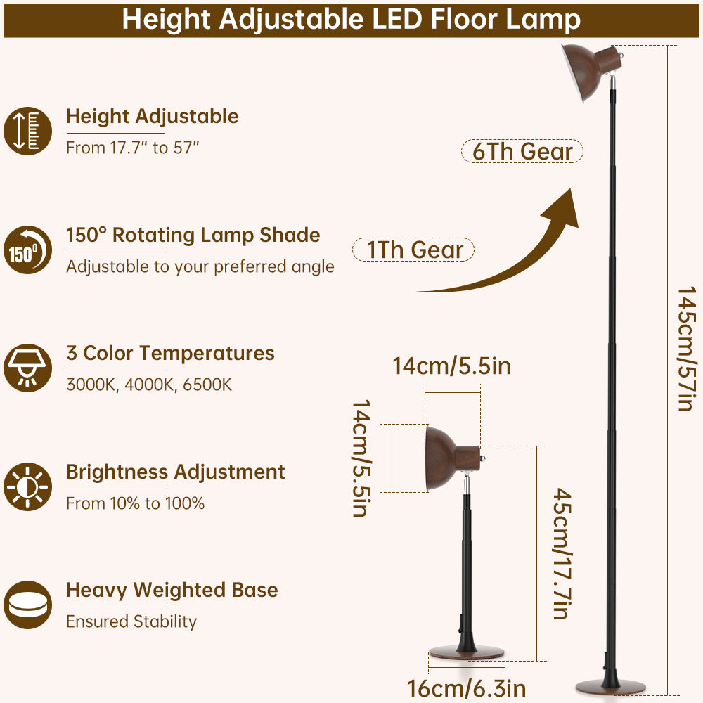 Modern LED Floor Lamp Adjustable Height/Light Table Lamp for Reading Bedroom