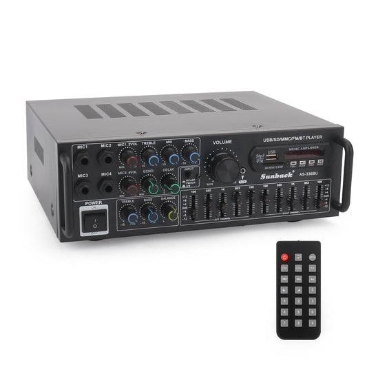 2000W Bluetooth HiFi Stereo Power Amplifier – Home & Car Audio Amp with FM, USB, AUX & Karaoke Support