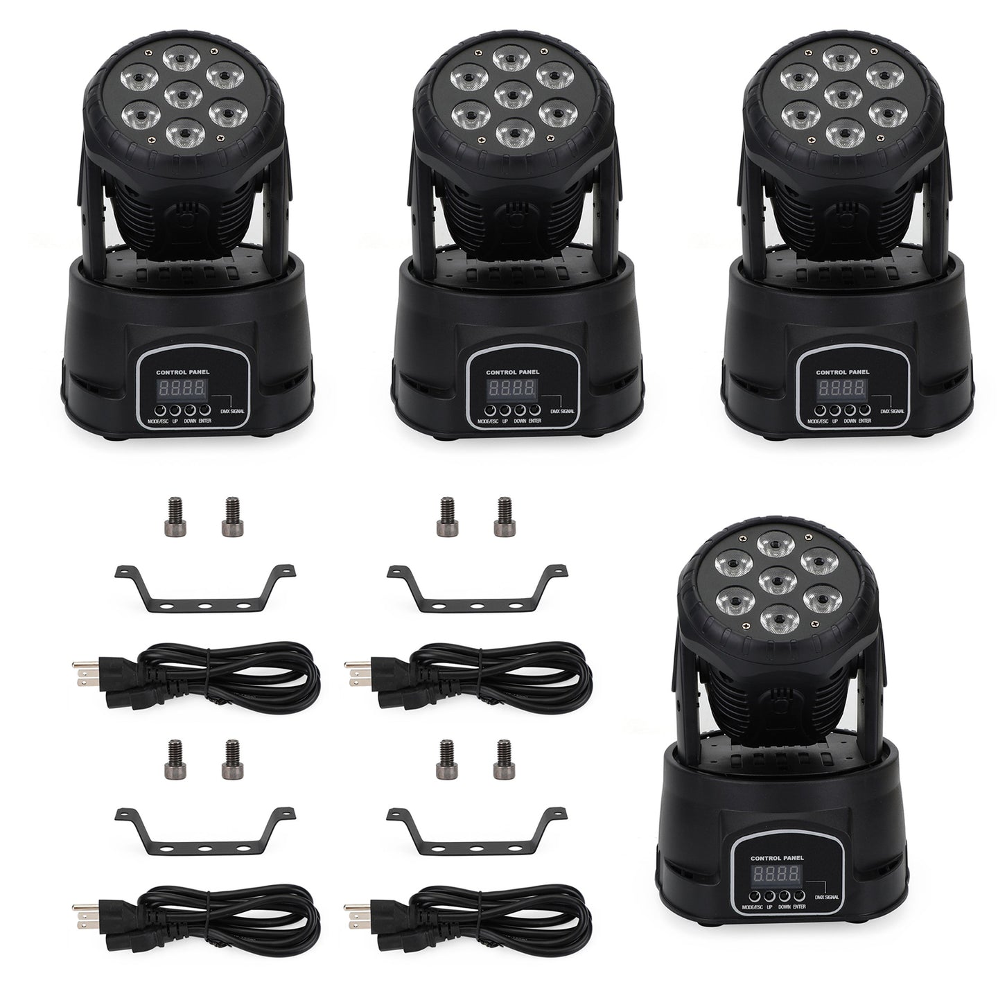 4Pcs 7 x10W Moving Head Stage Light 70W 7 LED RGBW DMX DJ Stage Party Lighting