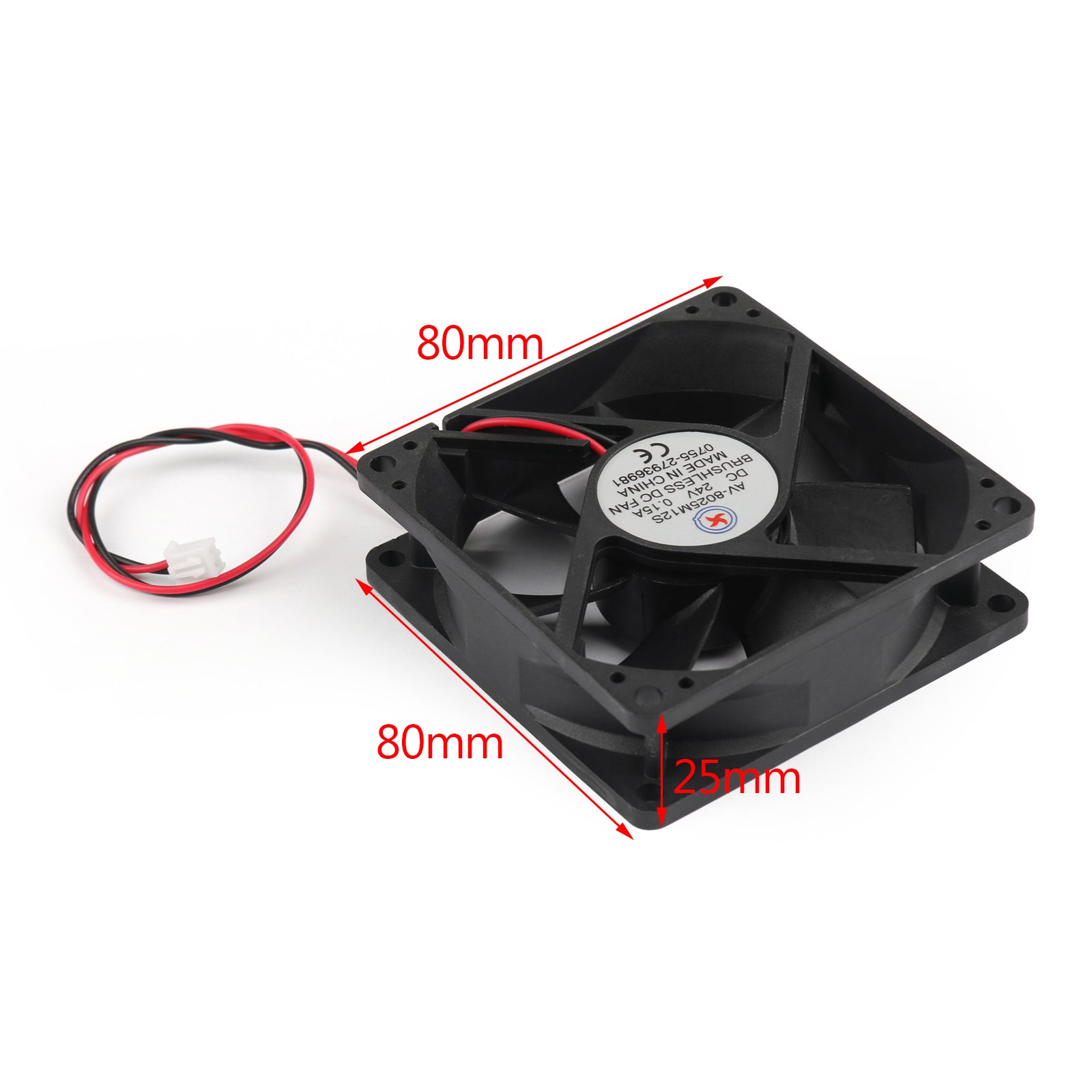 10PCS DC Brushless Cooling PC Computer Fan 24V 8025s 80x80x25mm 0.15A 2 Pin Wire