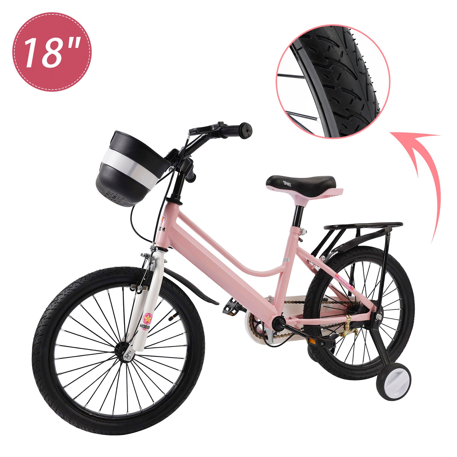 16" Kids Bike for Boys and Girls with auxiliary wheels & Rack Dark Blue
