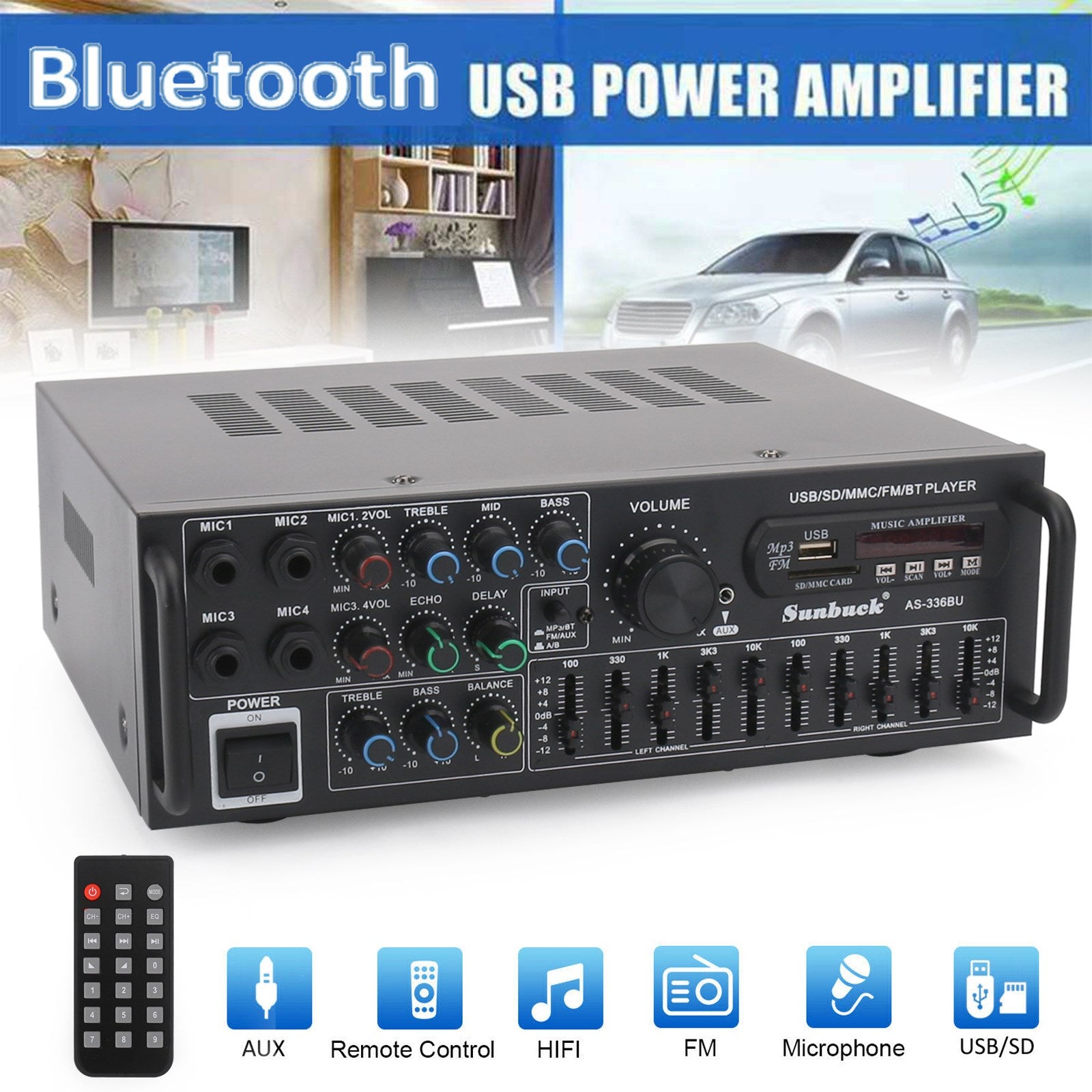 👉 3000W Peak Bluetooth Amplifier – Powerful HiFi Sound for Home Theater, Karaoke & Parties