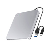 Portable External BD/DVD/CD Burner – USB Slot-In Drive, Slim & Plug & Play, Silve