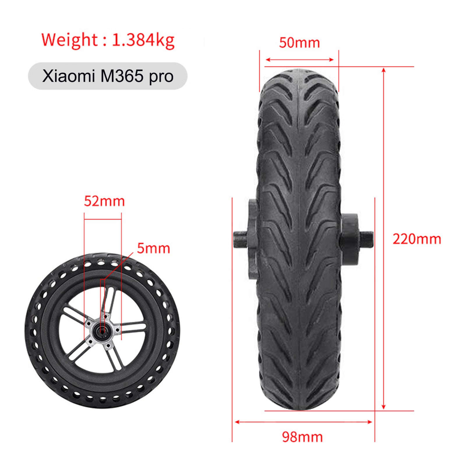 8.5 inch Honeycomb Runflat Rear Wheel+Hub+Disc Brake M365 PRO/PRO2 (Copy)