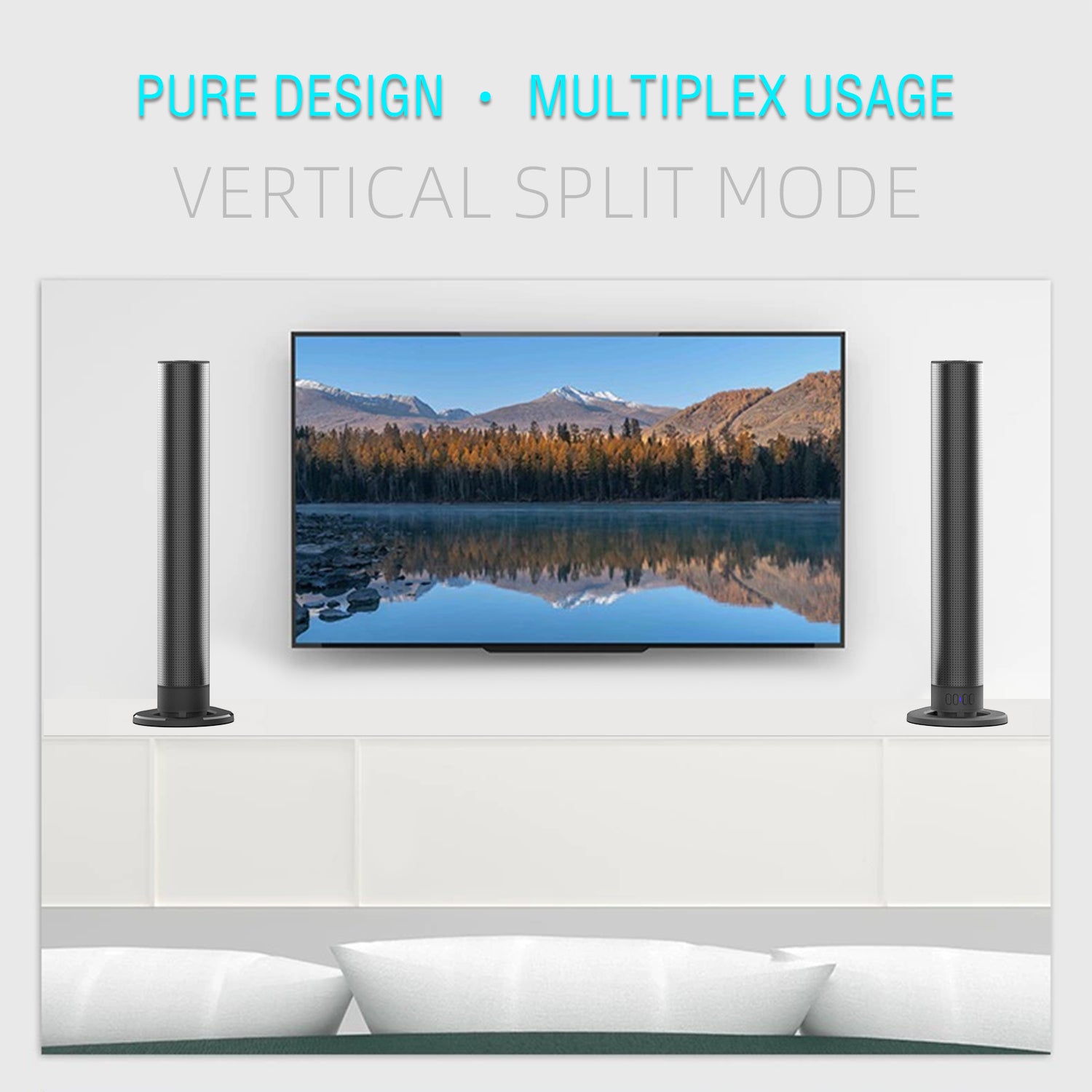 40cm Bluetooth Sound Bar System – Wireless Detachable Subwoofer & 2 Speaker Surround Audio