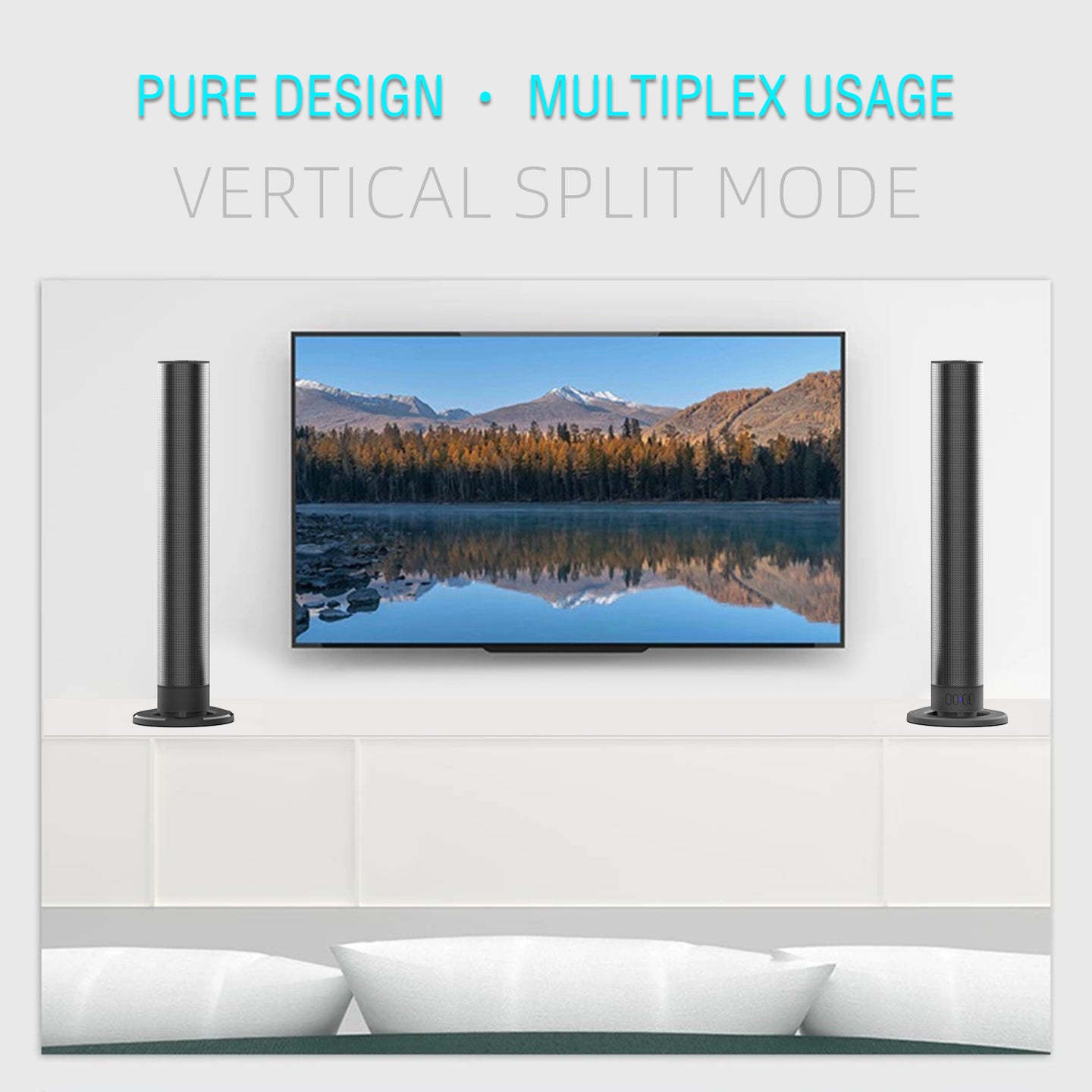 40cm Bluetooth Sound Bar System – Wireless Detachable Subwoofer & 2 Speaker Surround Audio
