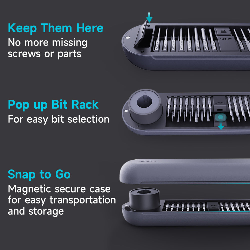Mini Electric Screwdriver 360?? Shadowless Built-in LED Lights 30 Magnetic Drill Bits