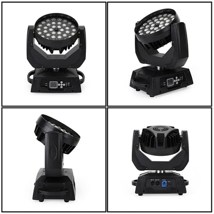 4Pcs 36 x 10W RGBW 4in1 LED Zoom Moving Head 360W Wash Stage Light DMX 15CH